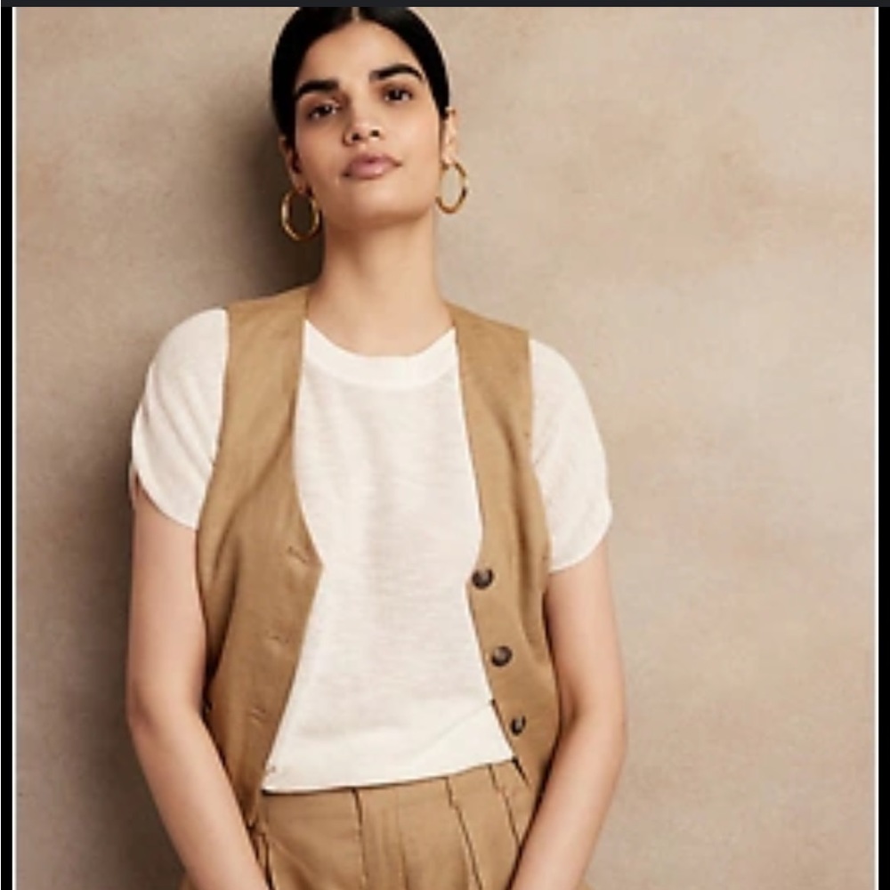 🏷️NWT🤎 Banana Republic - Linen Vest, Brown 🤎